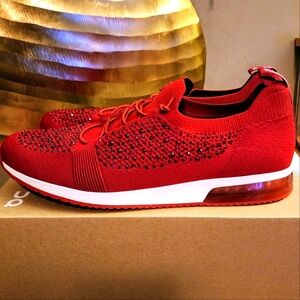 Ara Lyssa Fusion 4 sneakers, Men size 8.5 (Women 12) Red with rhinestones